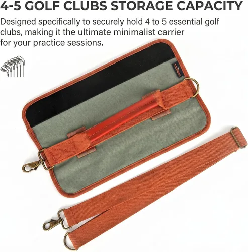 Vista 2 de TOURBON Bolsa de lona ligera para palos de golf con correa para el hombro Holds 4-5 Clubs, Golf Bag for Driving Range Sessions, Par 3 Courses