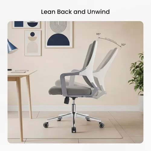 Vista 7 de EUREKA ERGONOMIC Dorian - Silla de oficina ejecutiva con soporte lumbar curvado, silla de escritorio de cuero regenerado con respaldo medio