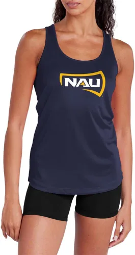 Vista 83 de Camiseta deportiva sin mangas oficial de NCAA Collegiate para mujer, con espalda cruzada, colección con logotipo primario