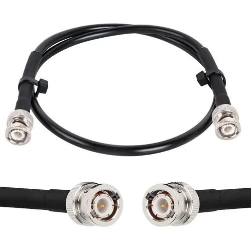 Vista 21 de MOOKEERF Cable BNC - 1 pie 2 piezas RG58 50 ohm macho a macho cables coaxiales de extensión BNC de baja pérdida para antenas, radios RF, módems