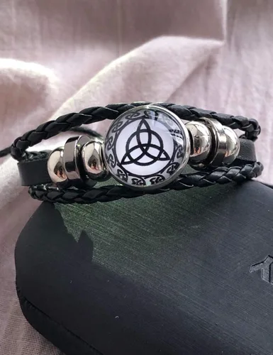 Vista 5 de Trinity - Pulsera trenzada con nudo celta y cuerdas hecha a mano triquetra estilo vikingo estilo étnico ajustable unisex