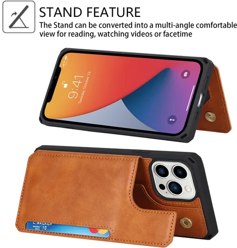 Vista 5 de Cavor Funda para iPhone 11 Pro Max con tarjetero, funda tipo cartera con tarjetero y tarjetero para iPhone 11ProMax, funda de piel sintética