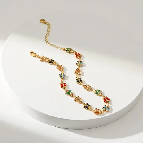 Vista 4 de Tobillera para mujer, chapada en oro de 18 quilates, tobillera con dije de oro, impermeable, para verano, playa, cadena de pie, joyería para regalos