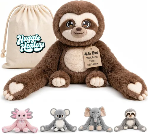 Vista 12 de Huggle Healers Animales de peluche con peso para adultos, adolescentes y niños, brazos de felpa de 36 pulgadas de largo para abrazos, peluche