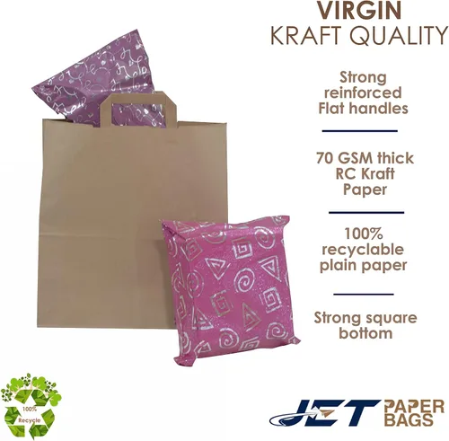 Vista 3 de JET PAPER BAGS - Bolsas de papel marrón grandes de 13 x 6 x 15 pulgadas con asas Prime (marrón, 13 x 6 x 15 pulgadas (paquete de 25))