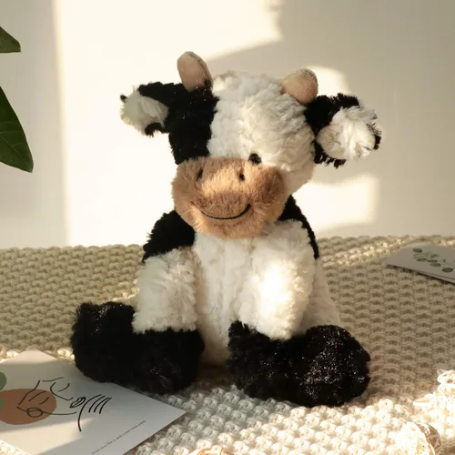 Vista 2 de Hopearl Adorable Vaca de Peluche, Juguetes de Vaca Flexible Suave, Animales de Peluche, Regalos de Cumpleaños Lindos para Niños, Niñas, Niños