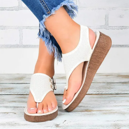Vista 2 de NOLDARES Sandalias casuales de verano para mujer, sandalias de cuña con hebilla y correa
