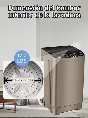 Vista 5 de F.W.WOOLWORTHS - Lavadora completamente automática de 17.7 libras con pantalla LED, lavadora de ropa con bomba de drenaje, 10 programas de lavado