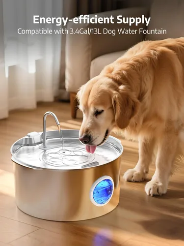 Vista 2 de Fuente de agua de 3.4 galones para perros grandes, fuente de agua extra grande de acero inoxidable para mascotas, dispensador de cuenco de agua
