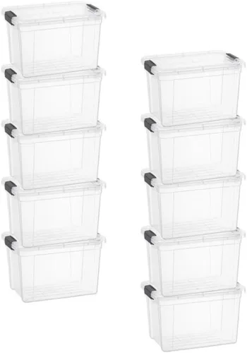 Vista 109 de Superio Mini contenedor de almacenamiento de plástico para crayón, suministros de arte y estuche de costura, organizador pequeño apilable