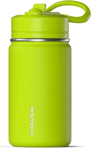Vista 21 de Hydrapeak Mini botella de agua de 14 onzas con tapa con popote, botella de agua aislada de doble pared de acero inoxidable Botella de agua a Negro