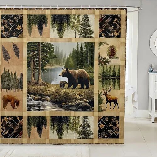 Vista 27 de Castle Fairy Cortina de ducha geométrica bohemia tribal exótica para baño, juego de cortina de ducha para niños y adultos, cortina de baño retro