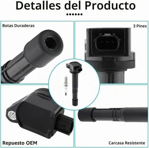 Vista 2 de 4PCS Paquete de bobinas de encendido Bujías (2.4L L4) para Honda Accord se