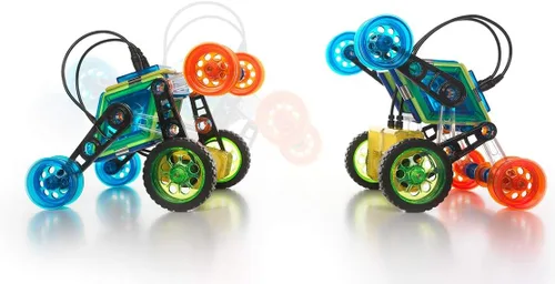 Vista 5 de GeoSmart Flip Bot - Construye vehículos geomagnéticos controlados a distancia con este juego de construcción magnético centrado en STEM con motores