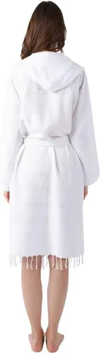 Vista 6 de SULTAN'S GEM Bata ligera de algodón con capucha para hombres y mujeres, bata de baño de algodón turco, bata unisex