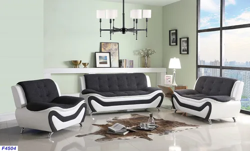 Vista 14 de Beverly Fine Furniture Juego de sofá moderno Aldo de 3 piezas, negro/blanco