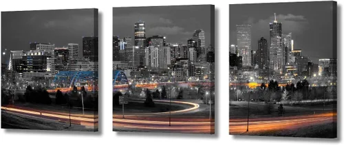 Vista 18 de TUMOVO Arte de pared en blanco y negro con paisaje urbano de Nueva York, decoración de pared de horizonte de Nueva York para sala de estar, puente