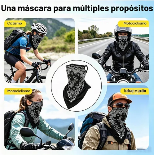 Vista 7 de Pasamontañas para esquí, forro para braga de cuello de casco de motocicleta, media máscara de secado rápido 01 Paisley-negro