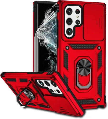 Vista 10 de Funda para Samsung Galaxy S22 Ultra con cubierta para lente de cámara, protector de pantalla HD, probado contra caídas de grado militar, soporte