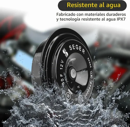 Vista 4 de SEGER Bocina de disco - Serie 50F, 12V, tono alto, impermeable, ajuste universal, bocina de camión ruidosa con soporte de montaje