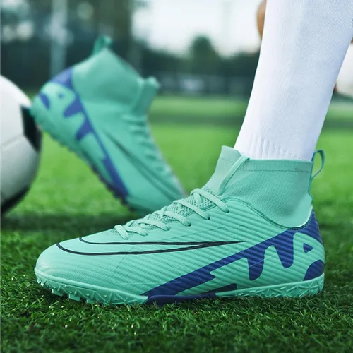 Vista 6 de Qzzsmy Tacos de fútbol para hombre, botas de fútbol de alta calidad, entrenamiento profesional, para deportes al aire libre, interiores, atléticos