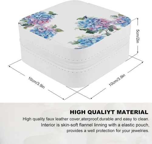 Vista 2 de Caja de joyería de viaje pequeña organizador de almacenamiento para anillos aretes collar regalos para mujer novia mejor amiga patrón floral