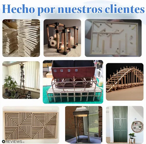 Vista 8 de Varilla cuadrada de madera para manualidades, 1/4 pulgadas x 12 unidades, 10 palos de madera para manualidades, adornos de madera y fabricación