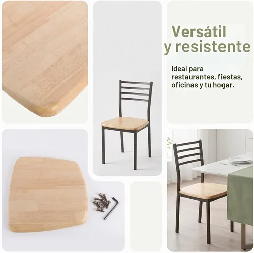 Vista 5 de Veemoon Reemplazo de asiento de silla de madera, accesorios cuadrados de madera maciza para sillas de comedor, taburete cuadrado de madera
