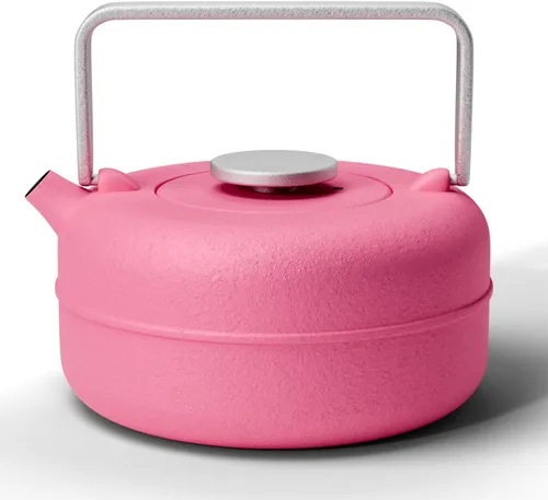 Vista 14 de Toptier Tetera con Infusor Extraíble, Hervidor de Té de Hierro Fundido Apto para Estufa, Diseño Cilíndrico de Geometría Sólida, Tetera Recubierta