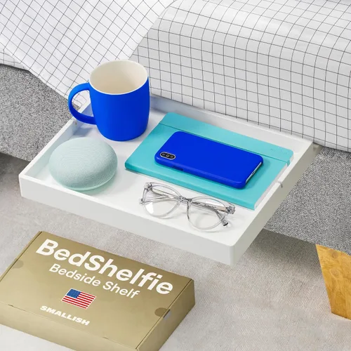 Vista 7 de BedShelfie - Estante de cabecera para dormitorio con litera y litera superior, elementos esenciales para dormitorio universitario, cadí de cabecera