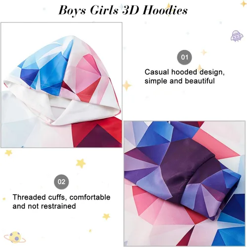 Vista 5 de UNICOMIDEA Boys Girls Hoodies Sweatshirts Kids 3D Print Pullover Hooded Fall Winter Clothes for 6-16T