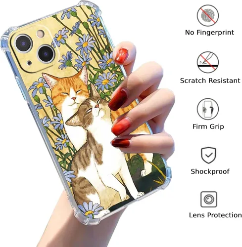Vista 2 de Funda con diseño de flores de gato para iPhone 13 Mini, diseño estético de animales lindos, funda completa de TPU suave para iPhone 13 Mini Flor