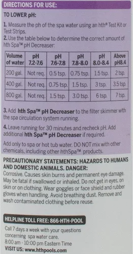 Vista 2 de hth Spa 86226 - Disminuidor de pH equilibrante para spa y bañera de hidromasaje, 2.5 libras
