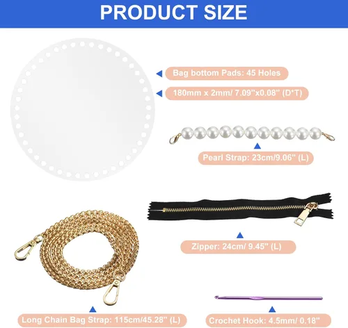 Vista 2 de uxcell Kit de fabricación de bolsos de acrílico, 15 piezas, juego de cestas de algodón acrílico, moldeador de paneles, hilo de tejer, correas