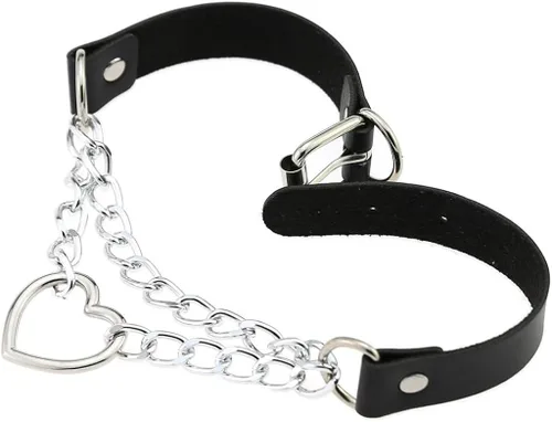 Vista 5 de eYLun Gargantilla de cuero con corazón para mujeres y niñas, collar con colgante de cuero punk gótico, No