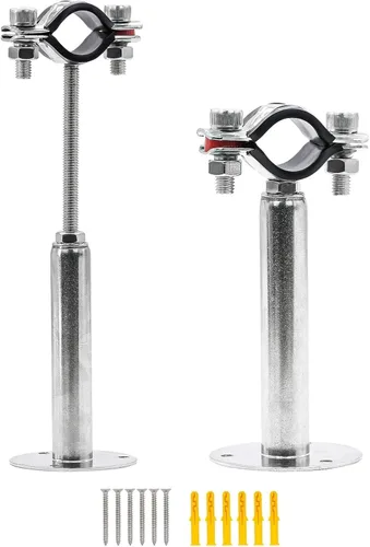 Vista 2 de 2 Pcs 304 Stainless Steel Adjustable Pipe Hanger Bracket with Base Plate & Screw – Fits 15-108mm OD Tubes for Wall Mount(50-100mm Adjust,15-19mm)