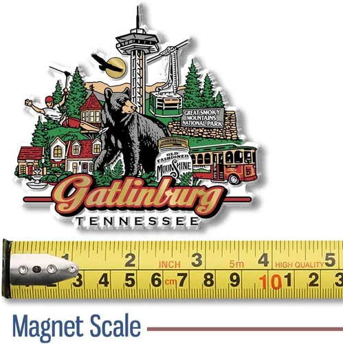 Vista 2 de Imán de Gatlinburg City de Classic Magnets, recuerdos coleccionables de goma 3D estilo vintage y regalos fabricados en los Estados Unidos, 3.8 x 3.4