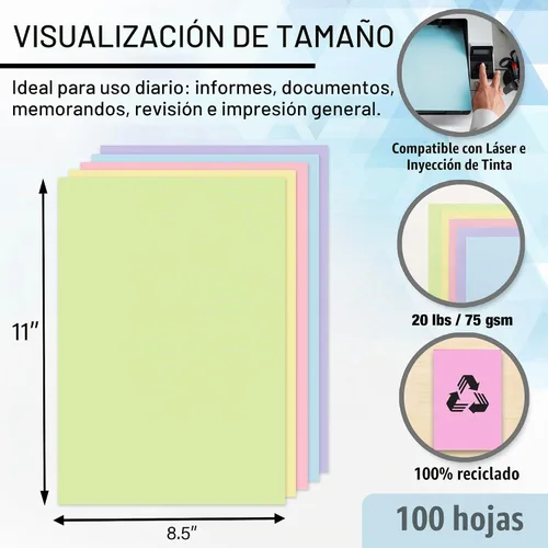 Vista 2 de BAZIC Products Papel en blanco para copia y multiusos - Papel de impresora de color pastel de 8.5" x 11" para máquinas de inyección de tinta, láser