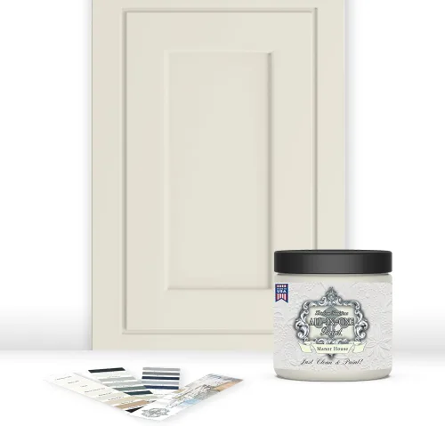 Vista 170 de Pintura TODO EN UNO, Abbey (gris cálido), Muestra de 8oz - Pintura duradera para gabinetes y muebles. Imprimación y capa superior incorporadas,