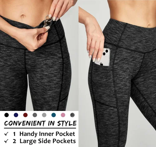 Vista 3 de Ewedoos - Pantalones deportivos de yoga para mujer con bolsillos leggings con bolsillos, de tiro alto, con control de abdomen, que no transparentan