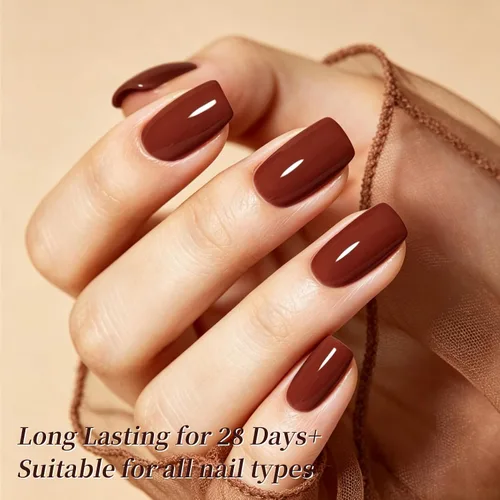 Vista 4 de BORN PRETTY Esmalte de uñas de gel de 6 colores marrón óxido, rojo moca, borgoña Juego de esmaltes de gel de otoño e invierno, tonos beige verde