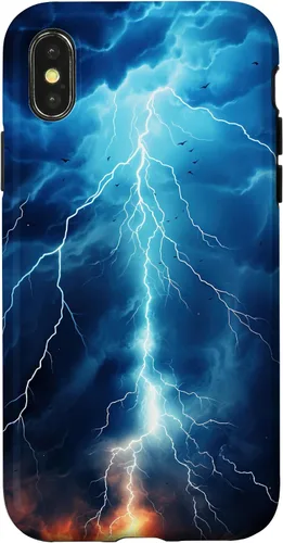 Vista 5 de iPhone 13 Pro Max Cool Blue Lightning Bolt Storm Funda de arte gráfico Wild Nature Sky