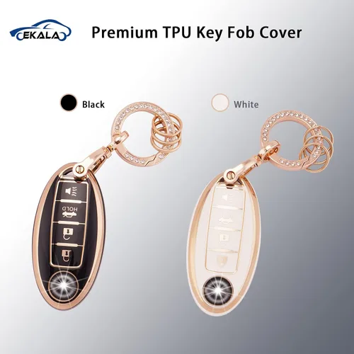 Vista 6 de EKALA Funda para llave Nissan – TPU suave, blanco con brillo, se adapta a llaveros de 4 botones (Altima, Armada, Maxima, Sentra, Rogue, Pathfinder)