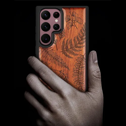 Vista 2 de Carveit Funda de madera para Galaxy S22 Ultra [madera natural y TPU suave] a prueba de golpes, diseño de madera único y elegante, compatible