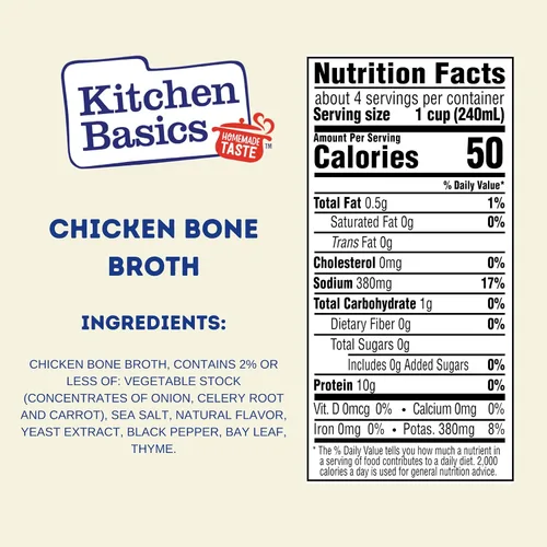 Vista 2 de Kitchen Basics Caldo de hueso de pollo original (keto amigable), 32 fl oz (paquete de 12)