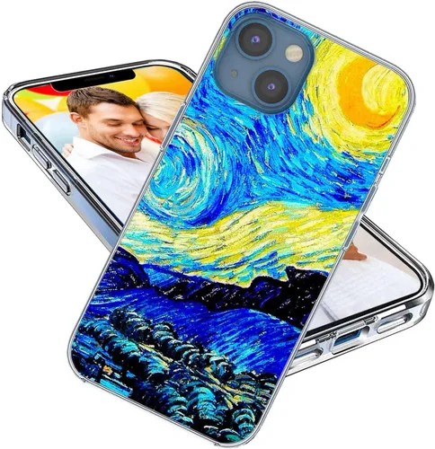 Vista 13 de Funda para iPhone 14, iPhone 13 para niñas, mujeres y hombres, a prueba de golpes, delgada, suave, TPU transparente, funda protectora con diseño Un