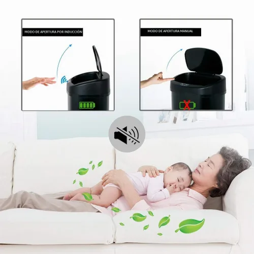 Vista 5 de Dkeli Basurero de cocina para baño, dormitorio, oficina en casa, bote de basura automático sin contacto de alta capacidad con tapa, cubo de basura