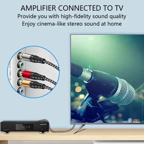 Vista 5 de Cable RCA de audio y video de 6 pies, Yeung Qee 3RCA macho a 3RCA macho compuesto AV cable compatible con decodificador, altavoz, amplificador