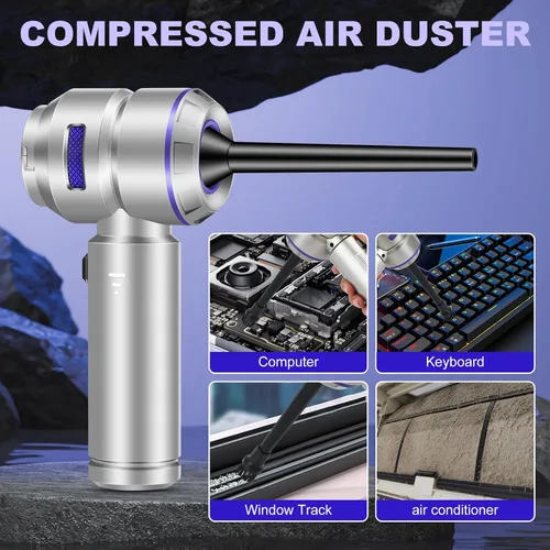 Vista 5 de Aspiradora portátil inalámbrica para automóvil, 18000 PA de alta potencia con motor sin escobillas, plumero de aire 4 en 1, soplador, bomba y mini