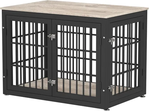 Vista 29 de rehomerance Mueble de jaula de perro resistente de 26 pulgadas para perros pequeños, mesa auxiliar decorativa para casa de mascotas, muebles de Negro